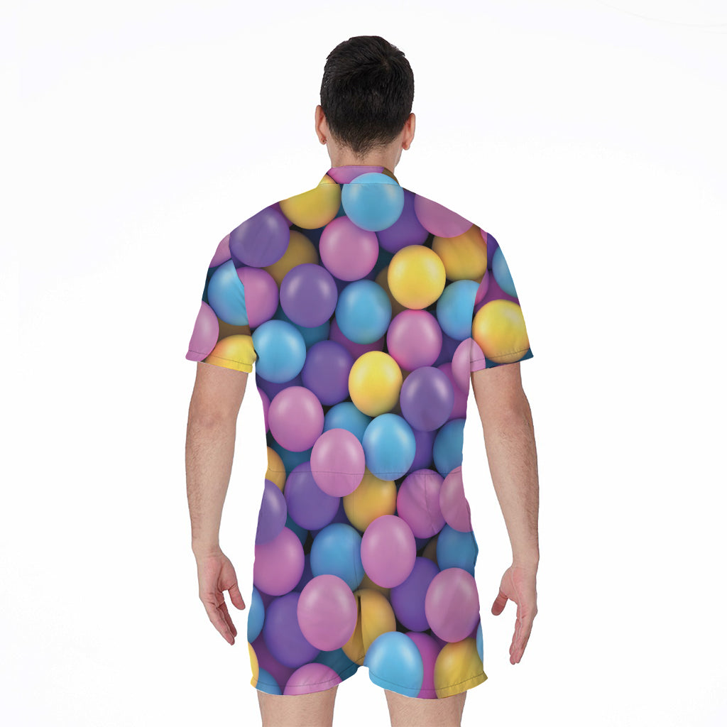 Sweet Candy Ball Pattern Print Men's Rompers