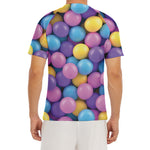 Sweet Candy Ball Pattern Print Men's Short Sleeve Rash Guard