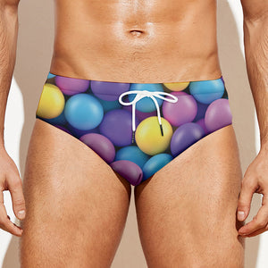 Sweet Candy Ball Pattern Print Men's Swim Briefs