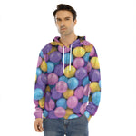 Sweet Candy Ball Pattern Print Men's Velvet Pullover Hoodie