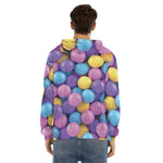Sweet Candy Ball Pattern Print Men's Velvet Pullover Hoodie