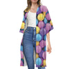 Sweet Candy Ball Pattern Print Open Front Beach Cover Up