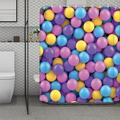 Sweet Candy Ball Pattern Print Polyester Shower Curtain
