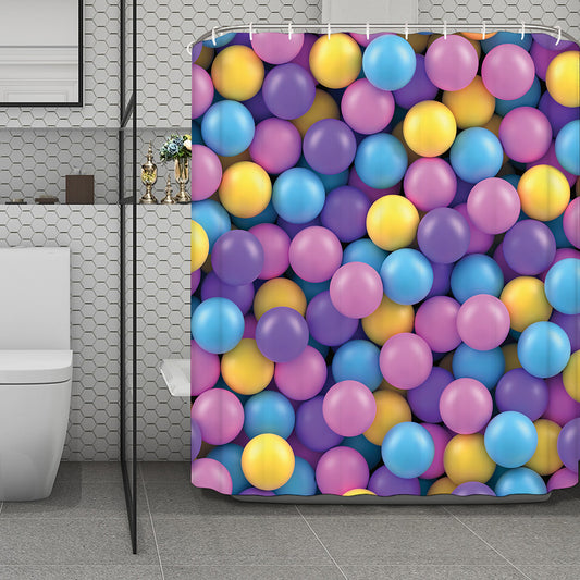Sweet Candy Ball Pattern Print Polyester Shower Curtain
