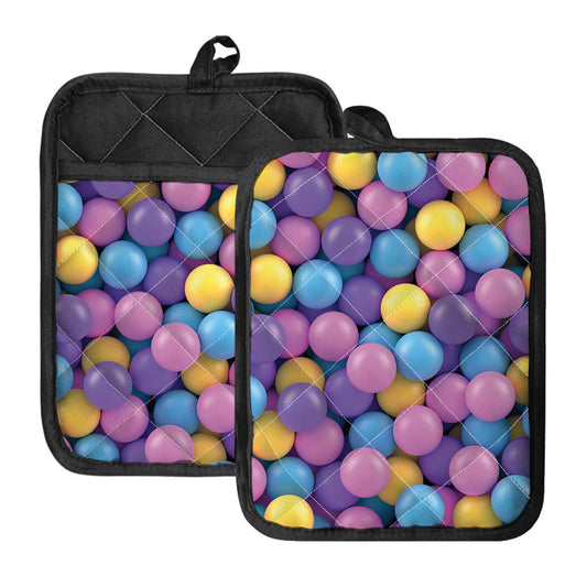 Sweet Candy Ball Pattern Print Pot Holders With Pocket