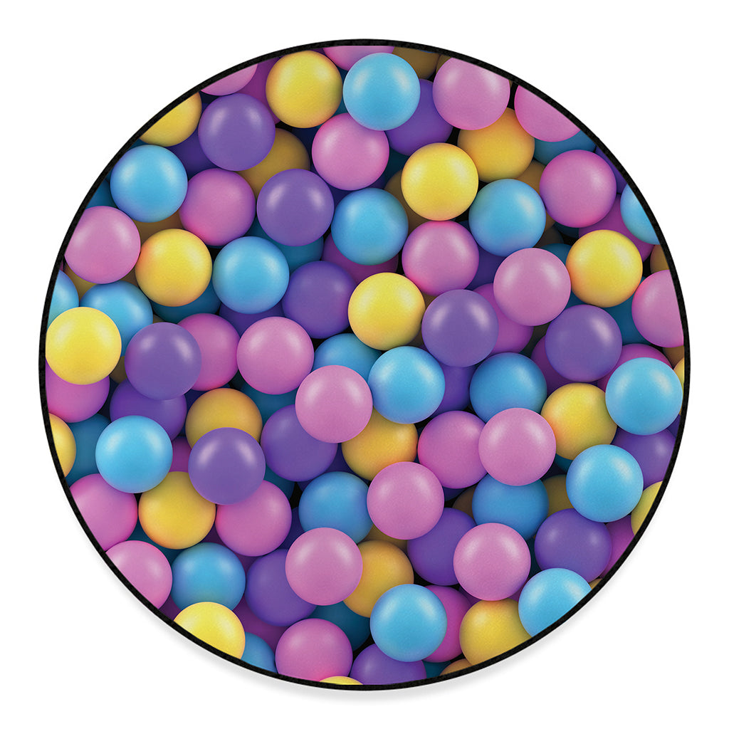 Sweet Candy Ball Pattern Print Round Floor Mat