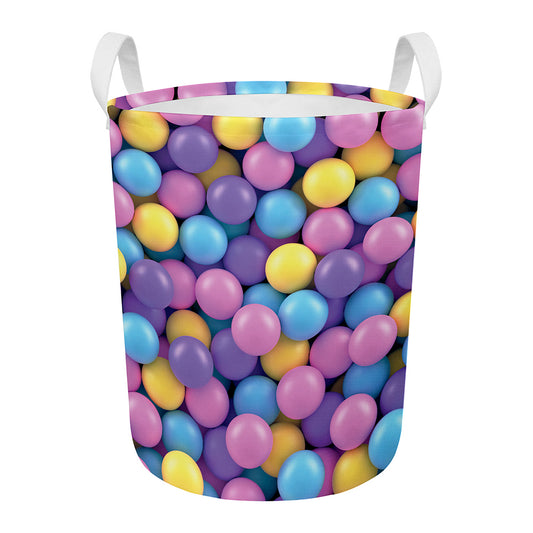 Sweet Candy Ball Pattern Print Round Laundry Basket