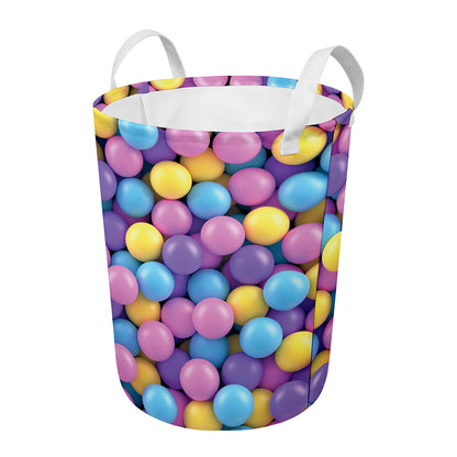 Sweet Candy Ball Pattern Print Round Laundry Basket
