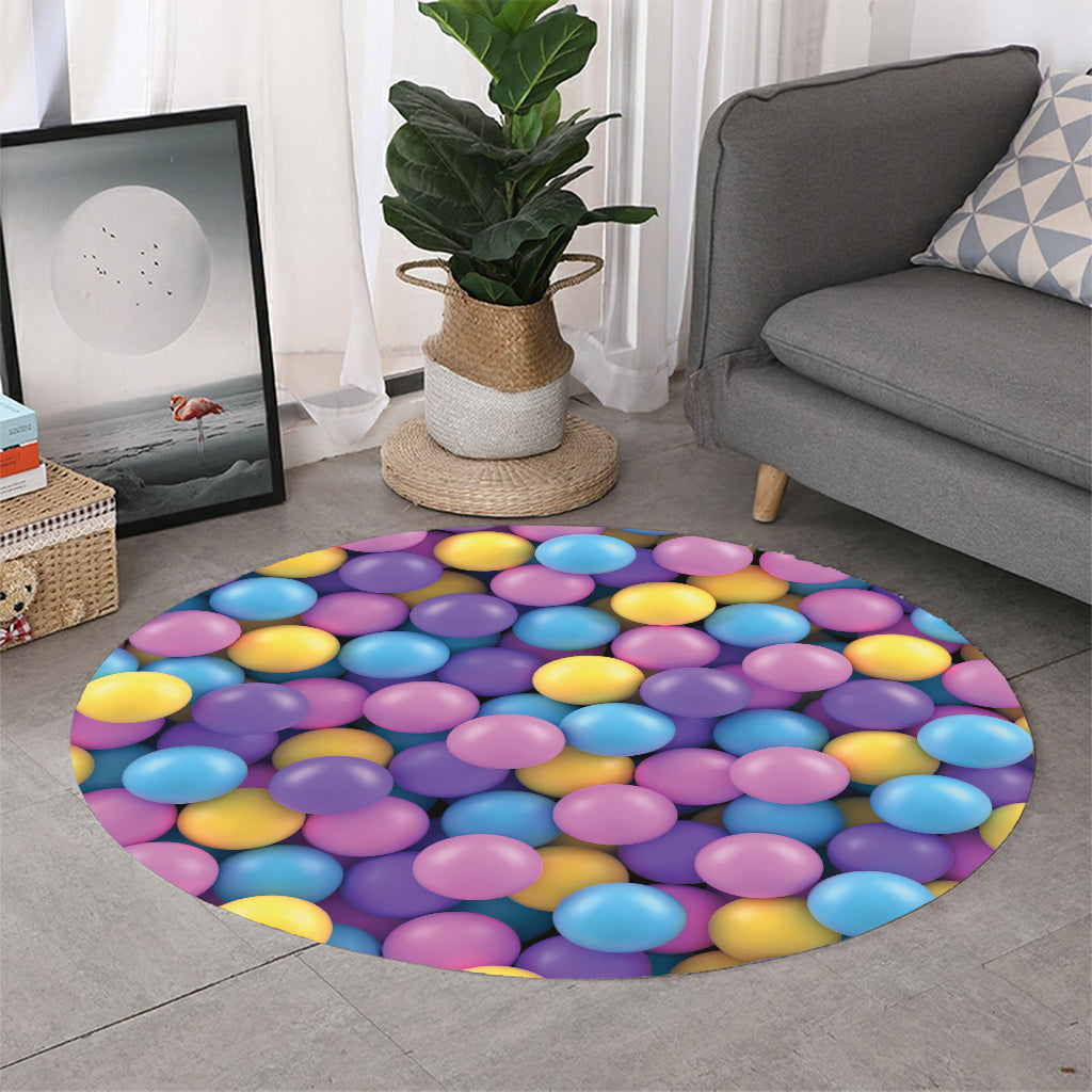 Sweet Candy Ball Pattern Print Round Rug