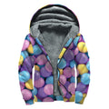 Sweet Candy Ball Pattern Print Sherpa Lined Zip Up Hoodie