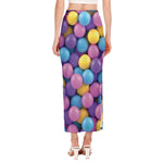 Sweet Candy Ball Pattern Print Side Slit Maxi Skirt