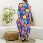 Sweet Candy Ball Pattern Print Silk V-Neck Kaftan Dress