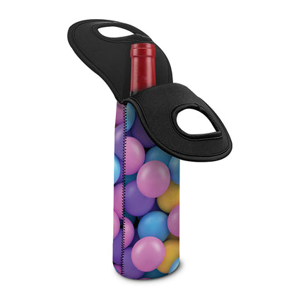 Sweet Candy Ball Pattern Print Single Neoprene Wine Tote