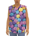 Sweet Candy Ball Pattern Print Sleeveless Baseball Jersey