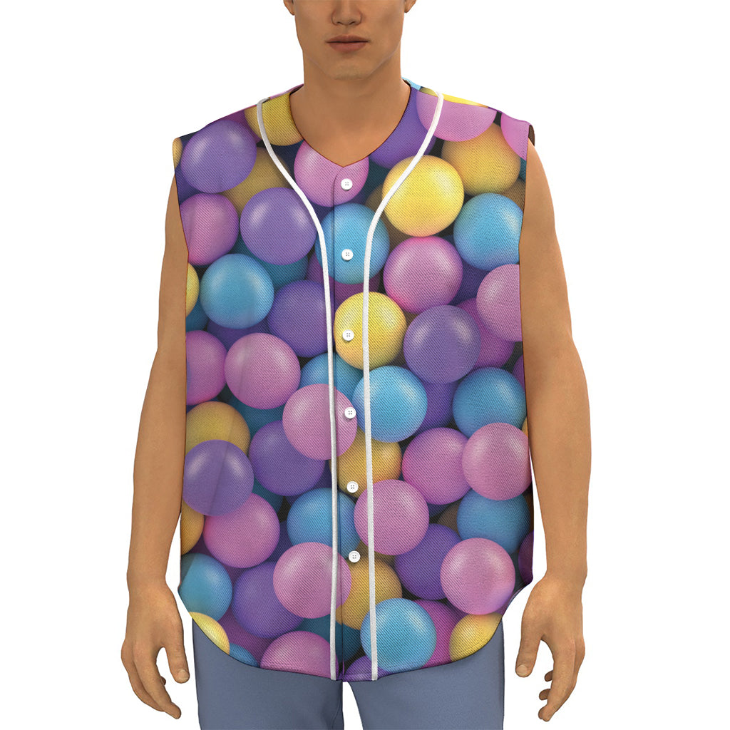 Sweet Candy Ball Pattern Print Sleeveless Baseball Jersey