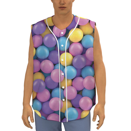 Sweet Candy Ball Pattern Print Sleeveless Baseball Jersey