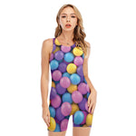 Sweet Candy Ball Pattern Print Sleeveless One Piece Swimsuit