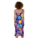 Sweet Candy Ball Pattern Print Slim Fit Midi Cami Dress