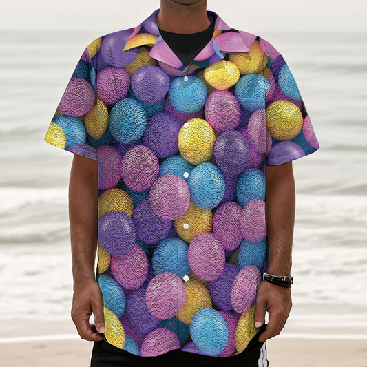 Sweet Candy Ball Pattern Print Textured Short Sleeve Shirt