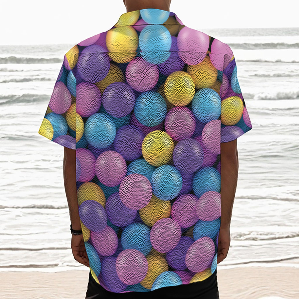 Sweet Candy Ball Pattern Print Textured Short Sleeve Shirt