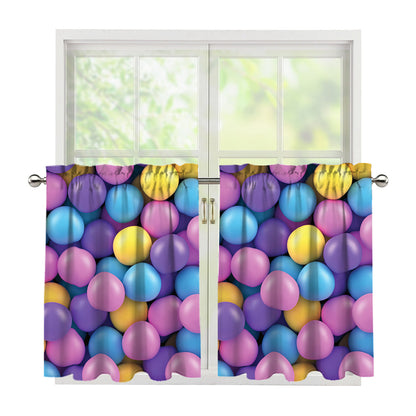Sweet Candy Ball Pattern Print Tier Curtains