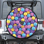 Sweet Candy Ball Pattern Print Tire Cover With Camera Hole