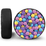 Sweet Candy Ball Pattern Print Tire Cover With Camera Hole