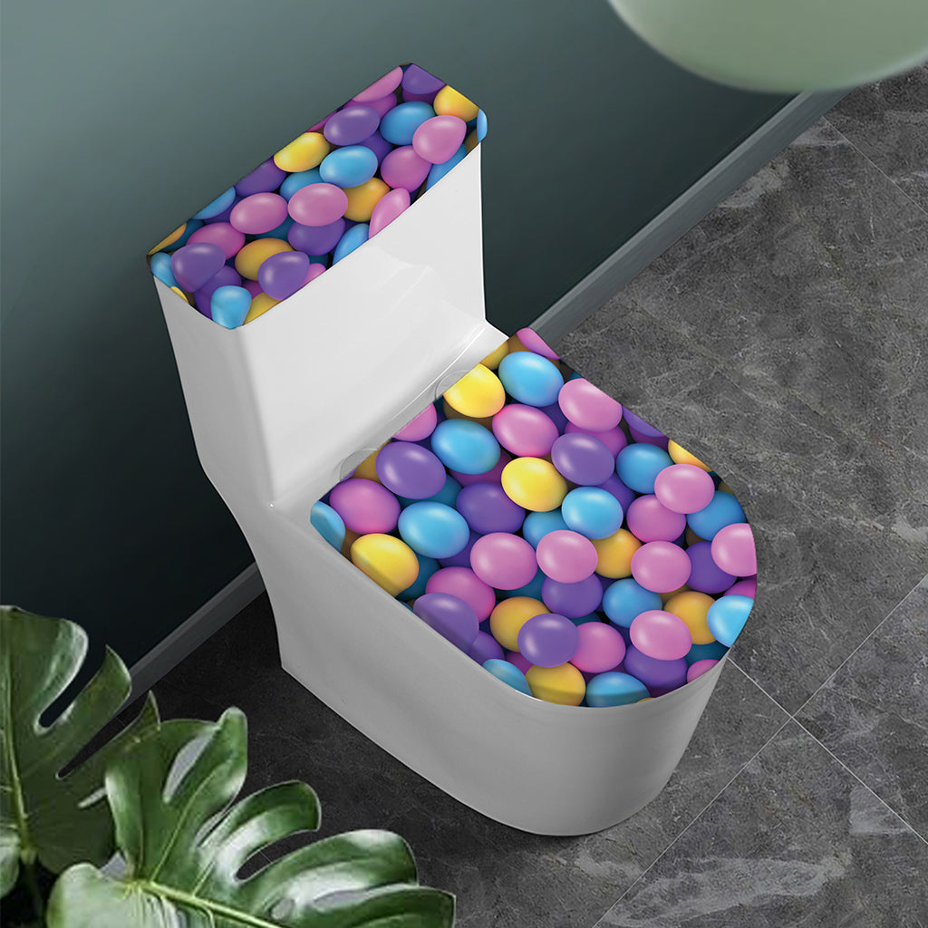 Sweet Candy Ball Pattern Print Toilet Lid And Tank Cover Set