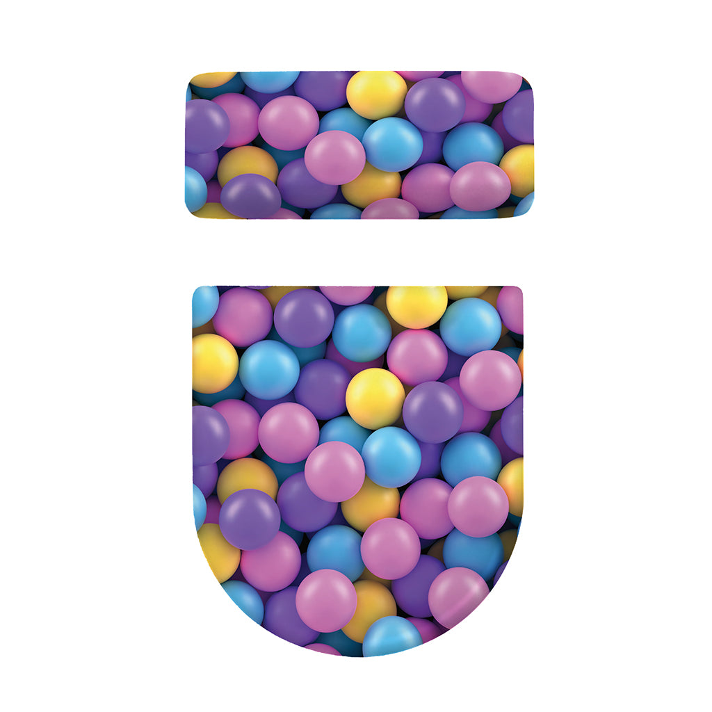 Sweet Candy Ball Pattern Print Toilet Lid And Tank Cover Set