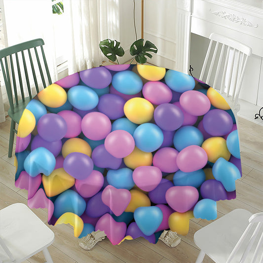Sweet Candy Ball Pattern Print Waterproof Round Tablecloth