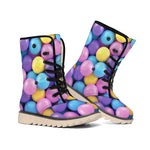 Sweet Candy Ball Pattern Print Winter Boots