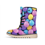 Sweet Candy Ball Pattern Print Winter Boots