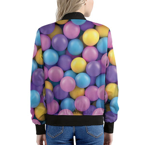 Sweet Candy Ball Pattern Print Women's Bomber Jacket