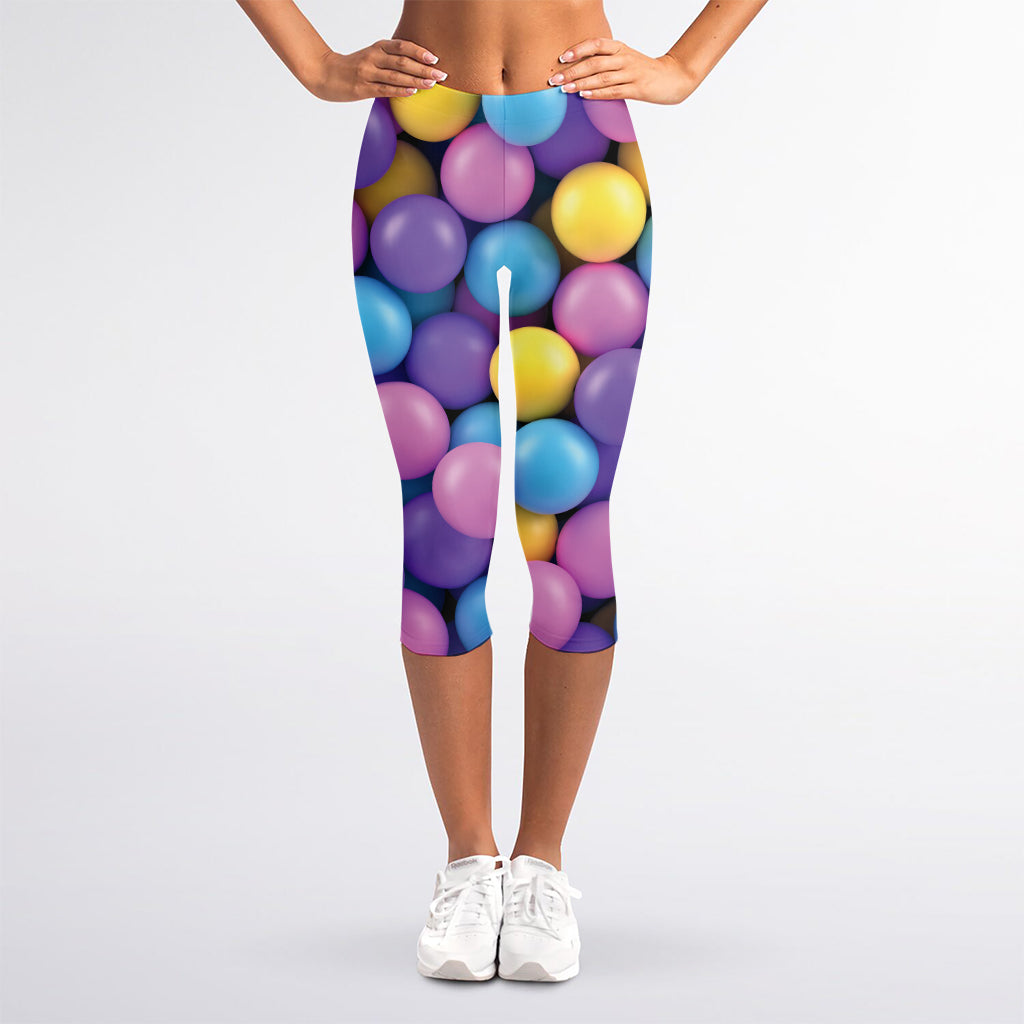 Sweet Candy Ball Pattern Print Women's Capri Leggings