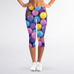 Sweet Candy Ball Pattern Print Women's Capri Leggings