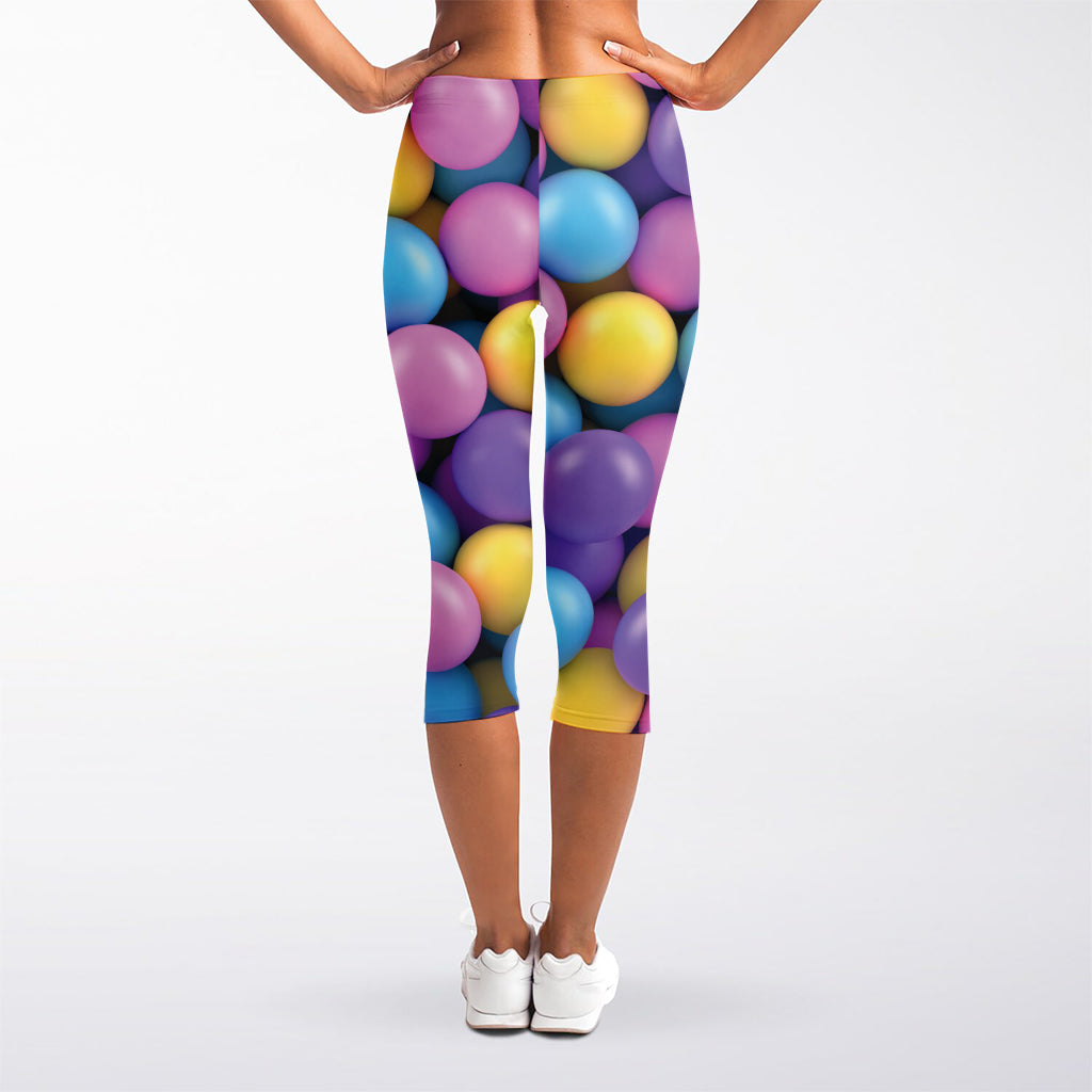 Sweet Candy Ball Pattern Print Women's Capri Leggings