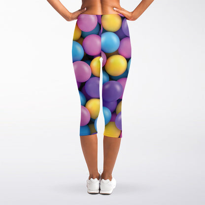 Sweet Candy Ball Pattern Print Women's Capri Leggings