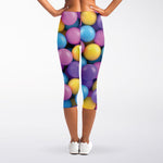 Sweet Candy Ball Pattern Print Women's Capri Leggings