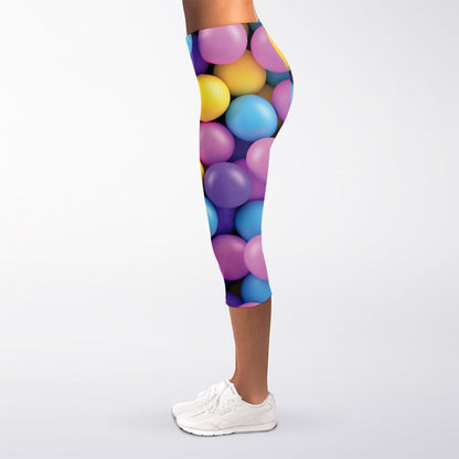 Sweet Candy Ball Pattern Print Women's Capri Leggings