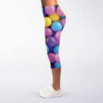Sweet Candy Ball Pattern Print Women's Capri Leggings