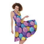Sweet Candy Ball Pattern Print Women's Sleeveless Dress