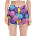 Sweet Candy Ball Pattern Print Women's Split Running Shorts