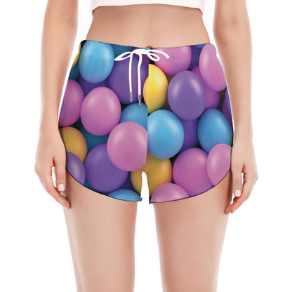 Sweet Candy Ball Pattern Print Women's Split Running Shorts