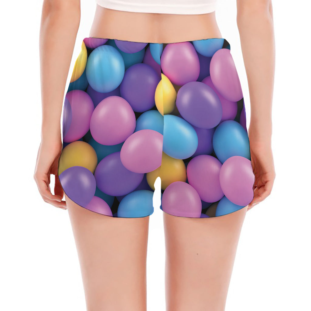 Sweet Candy Ball Pattern Print Women's Split Running Shorts