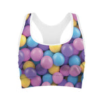 Sweet Candy Ball Pattern Print Women's Sports Bra