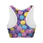 Sweet Candy Ball Pattern Print Women's Sports Bra