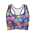 Sweet Candy Ball Pattern Print Women's Sports Bra