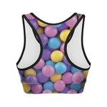Sweet Candy Ball Pattern Print Women's Sports Bra