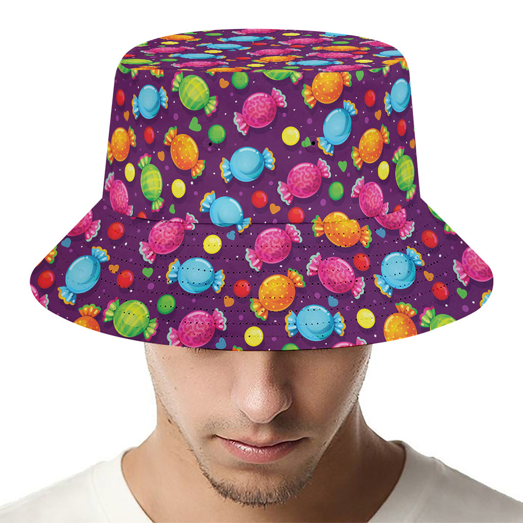 Sweet Candy Pattern Print Bucket Hat