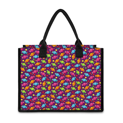 Sweet Candy Pattern Print Canvas Tote Bag